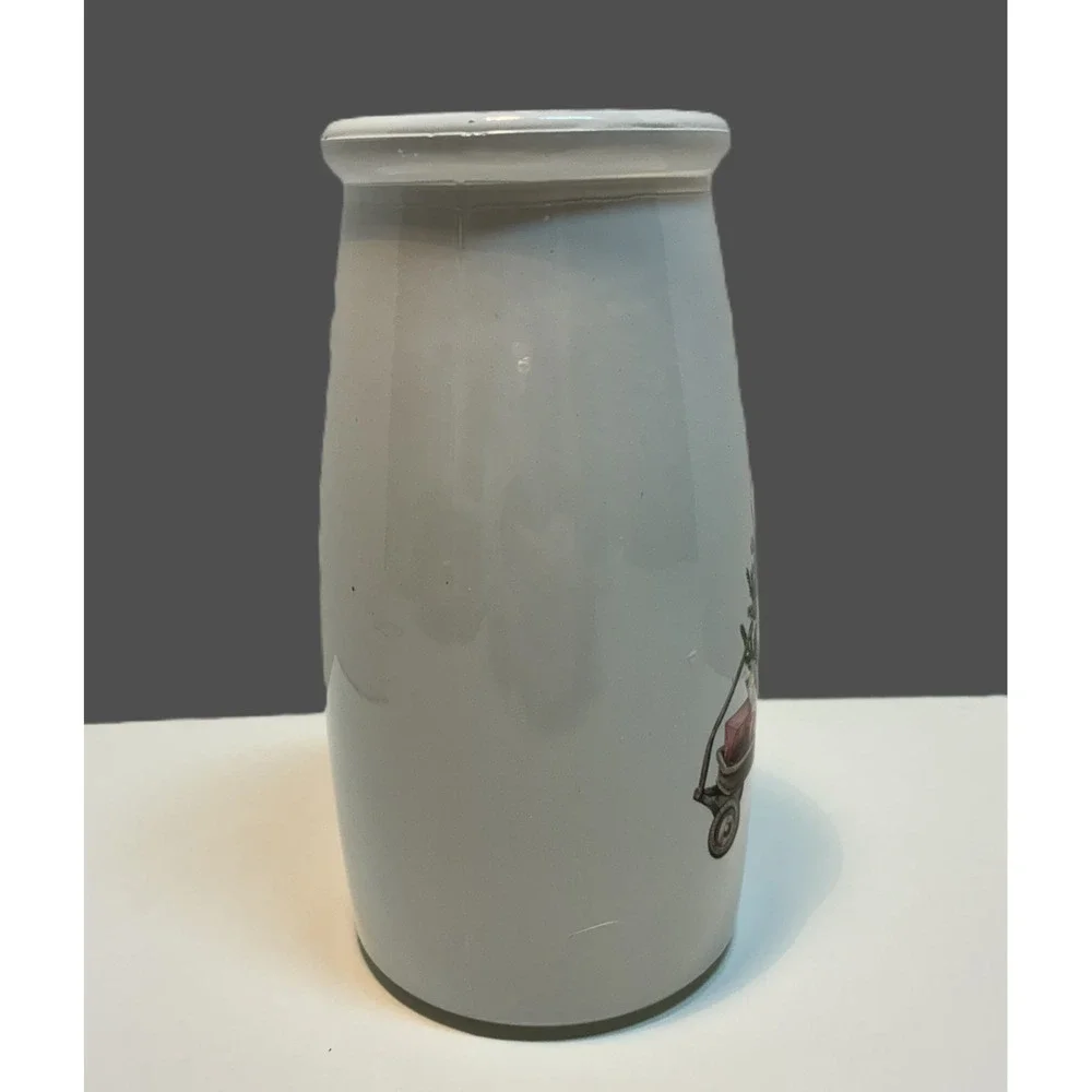 Ceramic Decorative Vase White Christmas Tree Wagon Holiday Farmhouse Decor